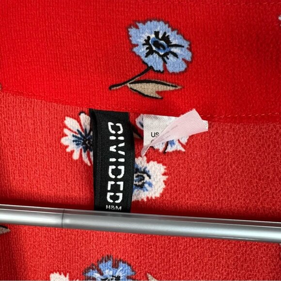 Divided cardigan kimono open front waterfall flowers Floral Red Kimono Cardigan - Picture 7 of 10